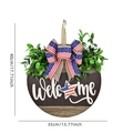 Targa rotonda in legno per l'Independence Day con fiocco bandiera USA e scritta Welcome - 40*35cm
