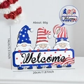 Targa di benvenuto in legno con gnomi patriottici a tema bandiera degli Stati Uniti - 20*14CM