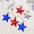 Set di 6 stelle decorative da 6cm in rosso argento e blu per il Giorno dell'Indipendenza - Stella Appuntita 6cm