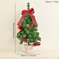 Mini Christmas tree with red berries and buffalo plaid bow in metal bucket 60cm - Desktop Potted Mini Christmas Tree