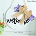 Targa di benvenuto bianca in legno 30cm con fiocco di juta e accenti di lavanda - Welcome Stile Lavanda Bianca (Piastra di Legno 002)