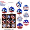 9-piece Independence Day 8cm hanging balls with US flag pattern and God Bless America text - 8cm(Style 1)