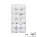 Set of 36 white Christmas ball ornaments in matte, shiny, and glitter finishes for tree decoration - White