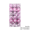 36pcs pink Christmas ball ornaments set with matte and glitter finishes in clear box - Pink