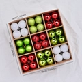 36-piece 3cm Christmas ball set in red, green, and white finish in a kraft box - Fruit Green and Red