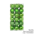 36-piece green Christmas ball ornaments set with mixed textures in a transparent box - Fruit Green