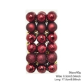 36-piece set of deep red Christmas ornaments in glossy, matte, and glitter finishes - Burgundy