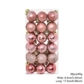 Set of 36 pink Christmas ball ornaments with mixed textures in a 17.5cm tall box - Rose Gold