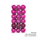 36-piece rose pink Christmas ball set with glitter, matte, and glossy finishes in a box - Rose Red