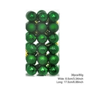 Set of 36 dark green Christmas balls with matte, glossy, and glitter finishes in box - Green