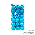 36pcs light blue Christmas ball ornaments set with matte and glitter finishes in PVC box - Lake Blue
