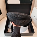 Chic black rhinestone belt bag with adjustable strap in luxury gift box presentation - Black