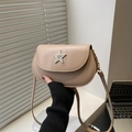 Bolso de montura en cuero beige mate con estrella de strass y correa de hombro a juego - Caqui