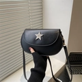 Bolso de montura negro con hebilla de estrella plateada, estilo chic moderno - Negro