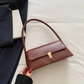 Borsa sottobraccio retrò francese marrone scuro con chiusura in metallo dorato vintage - Marrone