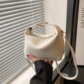 Creamy white snake embossed handbag with detachable shoulder strap and metal zipper - White