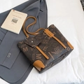 Borsa tote marrone monogram con pochette coordinata e logo MK MEMOXI da donna - Marrone