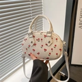 Bolso tote blanco con estampado de cerezas, asas dobles y correa de hombro desmontable en PU - Blanco
