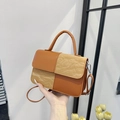 Chique color-block handtas van oranje en beige PU-leer met afneembare schouderriem - Geel
