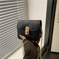 Classic black quilted mini square bag with golden chain strap and flip-lock closure - Black