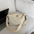 Bolso bandolera minimalista de nailon blanco crema con correa ancha y monedero - Blanco