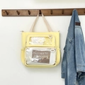 Hellgelbe Canvas-Ita-Tasche mit klaren PVC-Fenstern und beige Griff für die Anzeige - Gelb