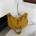 Ginger yellow crescent tote bag with wide strap and knotted zipper detail - Yellow