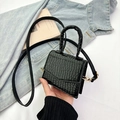 Mini black crocodile pattern handbag with gold hardware and removable shoulder strap - Black