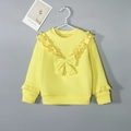 Felpa gialla da bambina con volant e grande fiocco su una gruccia di perle - 90cm / Giallo Neon
