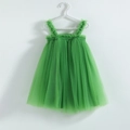 Detail of emerald green tulle dress with ruffled straps and a multilayered puffy skirt - Light Green / 80cm