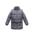 Thick dark grey mid-length padded puffer jacket with stand collar and large pockets - Gray / 100cm