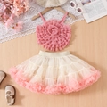 Camisole fleurie 3D rose et jupe tutu avec accessoires de vacances à plat - 100cm (4 Ans) / Cami à Fleurs 3D Rose avec Jupe Rose Abricot