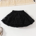 Detail of multi-layered black tutu skirt with dense mesh tiers and elastic waistband - Black