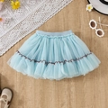 Gonna tutu azzurra per bambine con bordi smerlati a contrasto e vita elasticizzata - 4Y / Blu