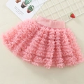 Girls multilayer pink tulle tutu skirt with wide elastic waistband for toddlers - Pink / 90-100cm (4Y-28CM)