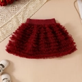 Dark red multi-layered tulle tutu skirt for toddler girls with elastic waistband - Burgundy / 90-100cm (4Y-28CM)