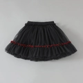 Gonna tutu nera a strati per bambine con ricamo rosso a contrasto sull'orlo - 4Y / Nero