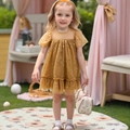 Ginger yellow girls princess tutu dress featuring heart sequins and ruffle details - Caramel color / 90cm (18-24M)