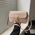Minimalistische aprikosenfarbene Umhängetasche mit modernem goldfarbenem Metallverschluss - Khaki