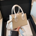 Bolso de mano tejido en color crema con correa ajustable para la moda diaria de oficina - Blanco