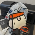 2D-cartoonstijl crossbodytas in oranje en gebroken wit met gedurfde zwarte stripcontouren - Oranje