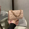 Chic nude pink crossbody bag with triangle quilting and mixed chain acrylic strap - Pink