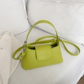 Borsa a mano minimalista verde lime in pelle PU con tracolla e finitura testurizzata - Verde