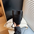 Petit sac à bandoulière noir minimaliste en cuir litchi pour téléphone portable - Noir