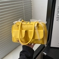 Sac Boston jaune vif orné de nœuds en dentelle blanche et poches frontales - Jaune