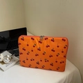 Orangefarbene Laptoptasche mit Kirschmuster, wasserfestem Stoff und Reißverschluss - Orange