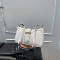 Minimalistische witte leren onderarmtas met gouden sluiting voor vrouwen - Wit