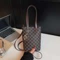 Borsa tote retrò con monogramma, manici marroni e tracolla regolabile per donna - Marrone