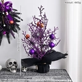 Albero di Halloween viola da 45cm con palline colorate e base in iuta nera per decoro - Albero Scheletro Glitter Viola (004) / 45x30cm