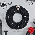 Ghirlanda di Halloween in tela nera con teschi per decorazione feste 38cm - 38cm